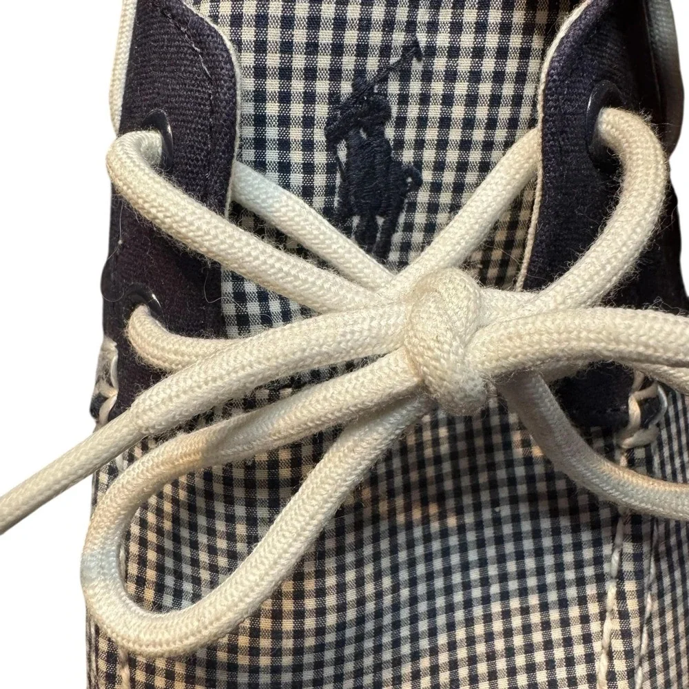 Polo Ralph‎ Lauren Lander Shoes Mens Size 12 Blue Gingham Canvas Boat Casual